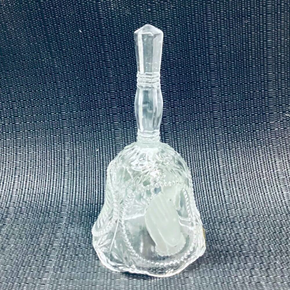 Vintage Emson Etched Glass Bell Frosted Praying Hands The Lord Is My Shepherd
